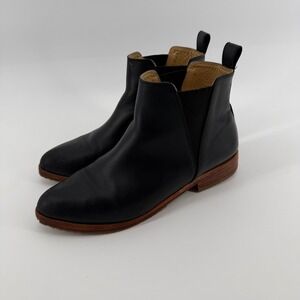 Nisolo Black Leather Chelsea Boots Pointed Toe Elastic Side Ankle Women's Size 7